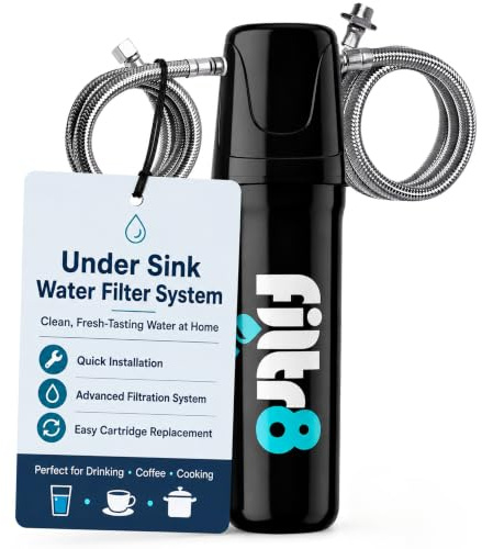 Filtr8 Under Sink Water Filter System, NSF/ANSI Certified Carbon Block Filtration for Kitchen Tap Water, Removes Lead, Chlorine, PFAS & Microplastics – Ideal for Drinking, Coffee & Cooking