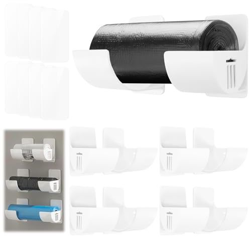 ZYNERY 8 Stück Wandmontierter Müllbeutelhalter Küchen Organizer Mülltüten, Weiß Wand Montierter Müllsack Spender Organizer Müllbeutel Für Küche Aufbewahrung & Organisation Küchen Ordnungssystem