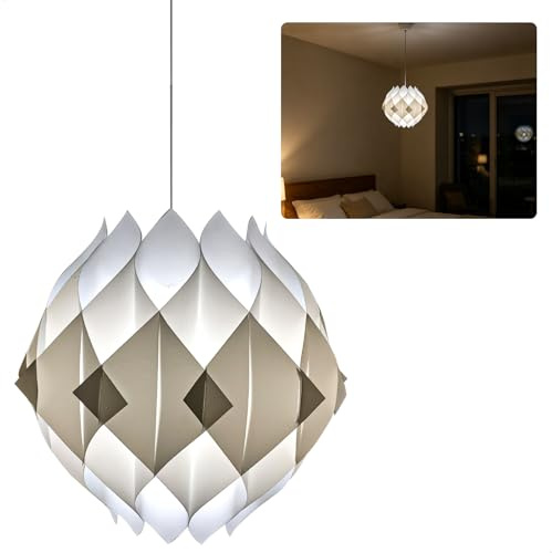Origami Lampe, Lampenschirm Decke, Origami Design Pp Kunststoff Diy Puzzle Deckenlampe Papier Transluzent Weiß Lampenschirm Hängelampe Wohnzimmer Esszimmer Schlafzimmer Nordisch