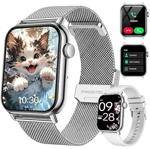 Smartwatch Damen Herren,Smartwatch mit Telefonfunktion,1.85HD Fitnessuhr,Smart Watch for Women mit 110+ Sportmodi,IP68 Fitness Tracker Herzfrequenz/SpO2/Schrittzähler & Schlafmonitor für iOS Android