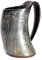 Frera Hornbecher mit Henkel ca. 300-490 ml aus echtem Horn mit Holzboden, lebensmittelecht, Naturfarbe, Handarbeit