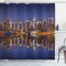 ABAKUHAUS Stadt Duschvorhang, New York City USA, Stoffliches Gewebe Badezimmerdekorationsset mit Haken, 175 x 200 cm, Dunkles Indigo