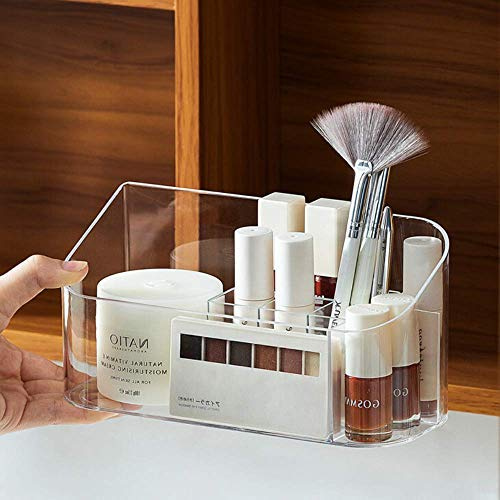 SUNFICON Kosmetik-Vitrine, Mehrzweck-Tablett, transparent, Kunststoff, für Zuhause, Badezimmer, Zubehör und Büroaufbewahrung