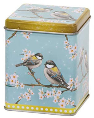 Quality ORIENTAL GARDEN - Retro/Vintage Style Square Hinged Lid 100g Tea Caddy/Kitchen Storage Tin - 9.5cm