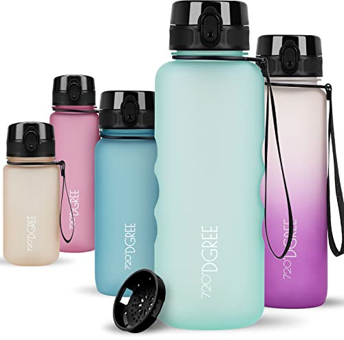 720°DGREE Trinkflasche ”uberBottle” – BPA-Frei, 6 Größen, über 40 Farben | Leichte Premium Tritan Sportflasche mit Sieb - Wasserflasche für Sport, Kinder, Schule, Fahrrad, Büro, Uni, Outdoor, Alltag