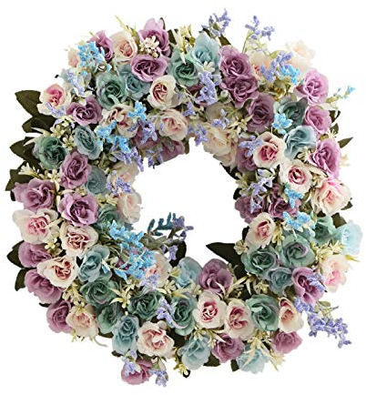 Yeenee Türkranz, künstliche Blumenkranz, für alle Jahreszeiten, für Haustür, Wohnzimmer, Wand, Garten, Hochzeit, Festival, Dekoration (Multicolor-a)