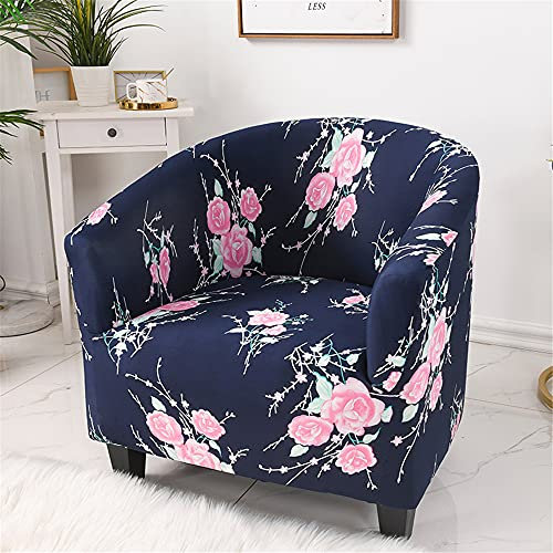 Highdi Housse de Fauteuil Cabriolet Chesterfield Imprimé, 1 Pièce Extensible Couverture de Fauteuil Housse de Canapé Tub Chair Revêtement Chaise Lavable Protecteur de Fauteuil (Rose Rose Bleue)