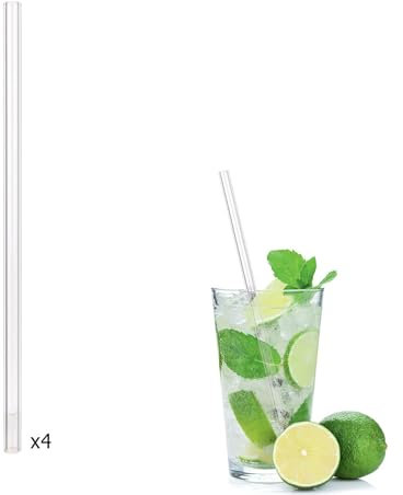 COOK CONCEPT - KV7287 - Paille Transparente en Verre X4 Avec Goupillon Art de la Table Jetable Reutilisable Fete Evenement Celebration Anniversaire