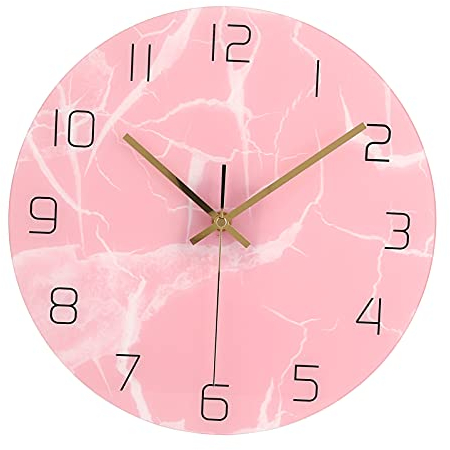 Annadue Wanduhr Modern, Rosa, Wanduhr Ohne Tickgeräusche, Minimalistisch, Wohnzimmer, Kinderzimmer, Zuhause/Büro/Klassenzimmer, Dekoration