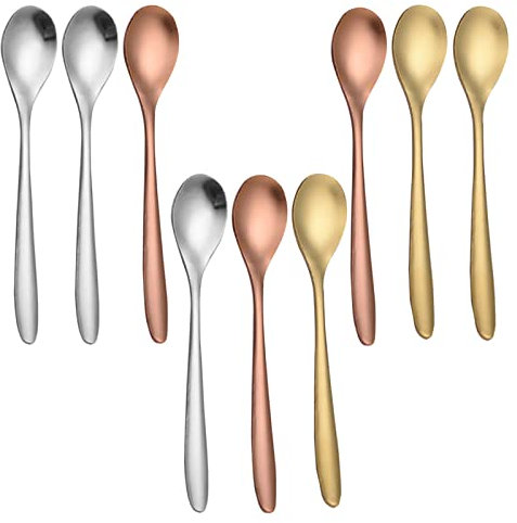 Osuter Lot de 30 petites cuillères à dessert en acier inoxydable élégantes 3 couleurs pour desserts froids, sundae, café, gâteau