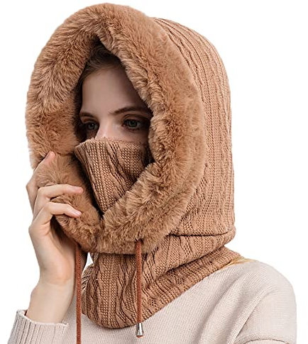YAMEE Sturmhaube Damen Gesichtsmaske Winter Warme, Balaclava Schlupfmütze Skimütze Radfahren Mütze Schal, Kopfbedeckung Plüsch Samtkappe Skifahren Radfahren