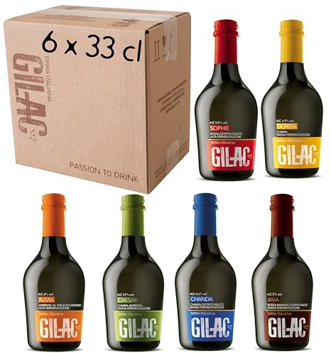 GILAC BEERBOX - Birre artigianali confezioni regalo 6 bottiglie assortite da 33cl - Birra artigianale Italiana Non Filtrata e Non Pastorizzata, Degustazione Birra Selezione Premium - Idea Regalo