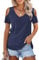 Beluring Women's Tops Comfy V Neck Short Sleeve Blouse Tee Shirts Navy Blue Size 12 14