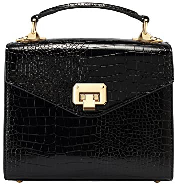 VICTORIA HYDE Borsa a tracolla vintage per le donne vegana vera pelle borse valigetta con piccola borsa quadrata (Nero)