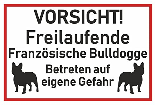Samunshi® Aufkleber Vorsicht Französische Bulldogge - Schild Sticker Hinweisschild Warnschild Vorsicht Hund 50 x 33cm Vorsicht Französische Bulldogge schwarz