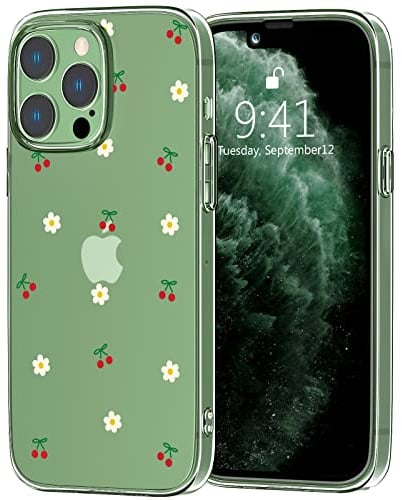 Idocolors Cute Cherry Phone Case Clear Case for iPhone 11,Girly Flower Protective Cover Transparent Unique Design Soft TPU Bumper Ultra Slim Shockproof Cover for iPhone 11