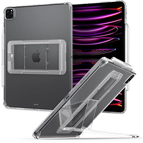 Spigen Airskin Hybrid S Hülle Kompatibel Mit iPad Pro 12.9 Zoll Generation 6 2022 | 5 2021 mit eingebauten Ständer und Apple Pencil (2. Gen) Halter - Transparent