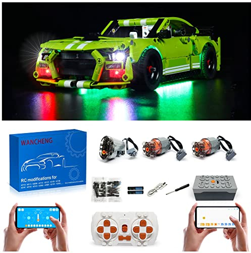 WANCHENG Für 42138 Upgrade Zubehör Set, mit LED Licht-Set, 3 Motor und Fernbedienug, 4 Modi der APP-Steuerung (Modell Nicht Enthalten)
