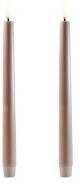 UYUNI Lighting LED Stabkerzen Taper 2er Set 2 x 25cm - Sand - Flammenlos