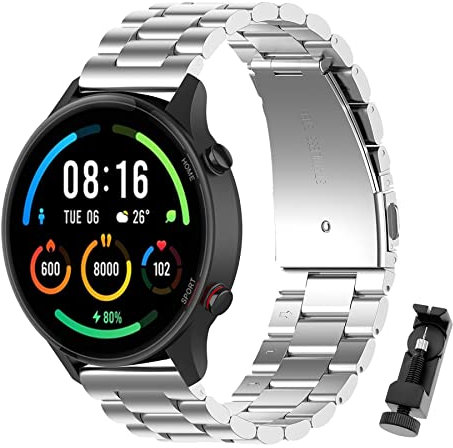 SenMore Correa Compatible con Xiaomi Mi Watch, 22mm Pulseras de Repuesto de Metal de Acero Inoxidable para Xiaomi Watch S1 Active