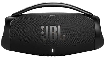 JBL Boombox 3 Wifi – Kabelloser Lautsprecher mit Bluetooth und Wifi – Kompatibel mit der JBL One App – 24 Stunden Wiedergabezeit – Wasser- und staubdicht – Integrierte Powerbank – Schwarz