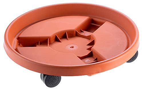 KADAX Support pour plantes à roulettes, support de pot de fleurs avec roulettes, support en plastique, soucoupe pour transporter facilement les pots de fleurs (diamètre 30,5 cm, terre cuite)