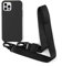Leather Armor Handykette Hülle für iPhone 15 Pro Max(6.7) mit Band Halsband Lanyard (abnehmbar) Handyhülle,Handyhülle mit Verstellbarer Lanyard,Stoßfest Silikonhülle Handykette Handyhülle .-Schwarz