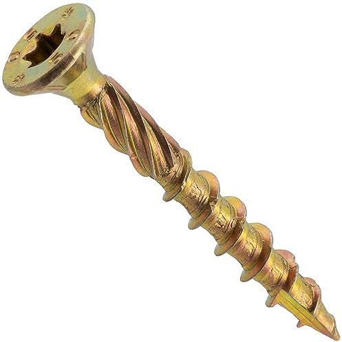 AERZETIX - C69143 - Lot de 50 Vis à bois Ø6x50 mm à tête fraisée - à empreinte étoile Т30 - en acier zingué - menuiserie contreplaqué aggloméré mélaminé terrasse panneaux chevrons bastaings