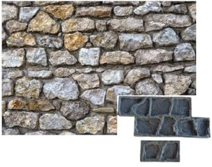 TK Moldes para hormigon impreso, mortero impreso y cemento impreso semirígido y reutilizable. hormigon vertical, mortero vertical 45cm x 20cm (PIEDRA PLANA EN Z CON DETALLERO)