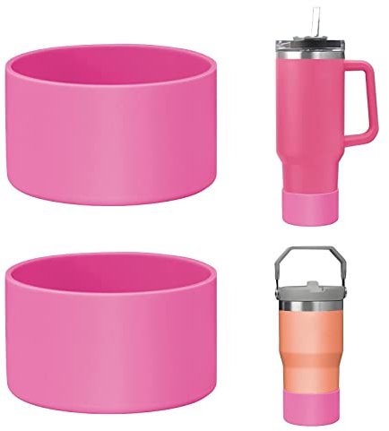 2Pcs Silicone Boot for Stanley Cup Accessories Protector Silicone Water Bottle Bottom Sleeve for Stanley 40 oz Tumbler Simple Modern Tumbler with Handle (Pink)