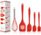 Silicone Cooking Küchenutensilien-Set - Spachtelbürsten Backwaren Ölbürste Schneebesen Schlitzwender - Küchenutensilien Antihaft & Hitzebeständig zum Kochen Rot
