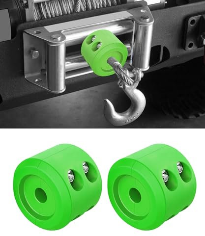 ESEWALAS Seilwindenstopper, Seilwinde, Seilhaken, Seilwinde, Seilstopper, Gummi-Windenstopper, Autozubehör, Windenseil, Stoßdämpfer, saugfähiger Stopper, Windenstopper, Grün, 2 Stück