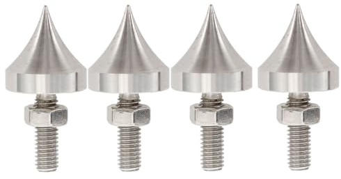 4 Piece HiFi Speaker Spike, Stainless Steel Shockproof Insulation Spikes Standard Base for HiFi Speakers, Amplifiers, CD DVD Players (M6)