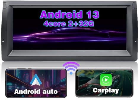 RICBAFEE Radio De Coche para BMW Serie 5 E39 X5 E53 M5, 10.25 Pulgadas Pantalla Táctil Completa Estéreo De Coche CarPlay con GPS Bluetooth WiFi Radio FM MirrorLink Cámara Trasera (2+32GB 4Core)