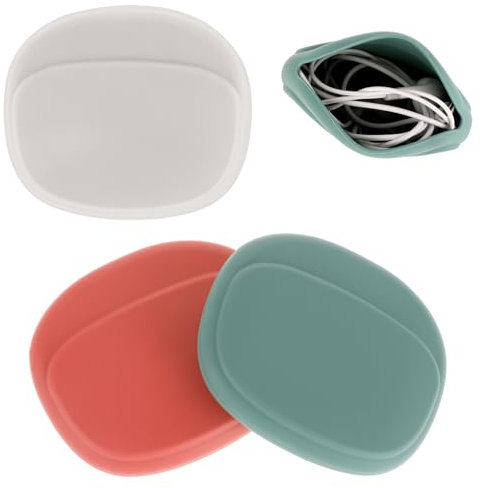 3Pcs Silicone Headphone Organizer Data Cable Storage Case Mini Key Box Portable Wired Headphone Pouch Sleek Soft Silicone Earbuds Case for Home Office Kitchen School Workplace Cell USB Flash Drive