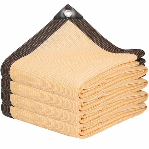 DGSFES Rete Ombreggiante Beige con Occhielli 85% Protezione UV - Telo Ombreggiante Traspirante HDPE 5X7m per Serra, Balcone, Giardino, Pergola