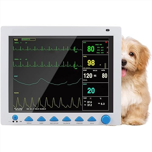 Tragbarer Tierarzt-Patientenmonitor, 4800 Sätze Blutdruckdatenspeicher, Multiparameter-Tiermonitor für Intensivstationen für Hunde, Katzen und Haustiere