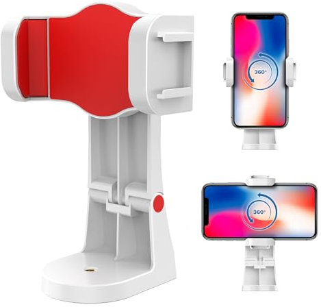 Lammcou Tripod Phone Clamp Mount, Cell Phone Adapter for Tripod Smartphone Attachment, Vertical & Horizontal Tripod Mount with Dual Hot Shoe Adapter, 360° Rotatable Mobile Clip Holder for Vlogging