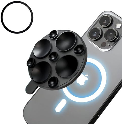 Magnetische Handyhalterung mit Saugnapf [20 mm großer Saugnapf], Silikon-Saugnapf Handyhalterung mit Mag-Safe und Metallring für alle Smartphone, freihändiger für TikTok-Videos & Selfies,Schwarz