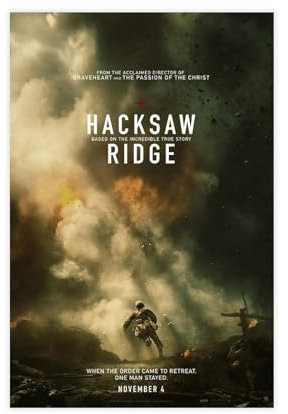 Filmposter, Motiv: Hacksaw Ridge, Schlafzimmer, Dekoration, Sportlandschaft, Büro, Raumdekoration, Geschenk, ungerahmt, 20 x 30 cm