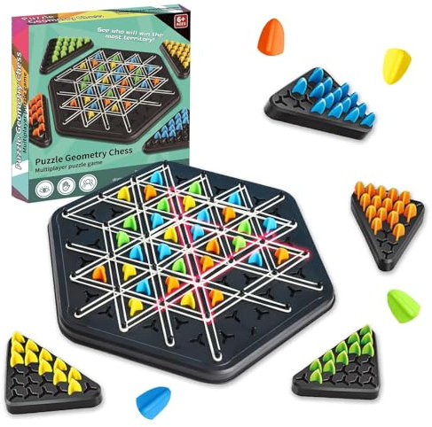 Triggle Jeu, Triggle Jeu élastique, Jeu de société de stratégie de Plateau Triangulaire, Jeu de Triangle en Chaîne pour Adultes, Parenting Fête de Fami (1pcs)