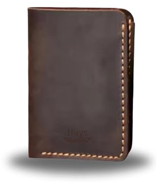 Huys Leder Geldbörse mit RFID Schutz/Brieftasche mit sechs Kartenfächern und Bargeldfach/Echte Lederbrieftasche/Mit Geschenkebox/Stabile Handgenähte Naht