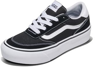 Vans Brooklyn LS Platform, Zapatillas Mujer, Lona de Ante Negro Blanco, 42 EU