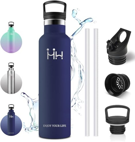 Vikaster Botella agua termica, Botella Agua Acero Inoxidable 1 litro, Estanqueidad, Mantener 12H Caliente/24 Frío, Termo Sin BPA, para Deporte, Viaje, Escuela, Exterior, Hogar, Oficina