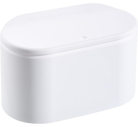 DTQBYOY Cubo de la Basura Bote De Basura Pequeño Tipo Prensa De Escritorio, Mini Bote De Basura De Plástico Cubierto For Sala De Estar, Papelera Barato y Asequible(White)