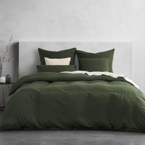 Duvetnova Bettwäsche 135x200 2 teilig Superweiche Vorgewaschene Mikrofaser Baumwollähnlich ÖKO-TEX 1 Bettbezug 135 x 200+1 Kissenbezug 80x80–alle mit Reißverschluss Bettwäsche Einzelbett Grüne Sommer