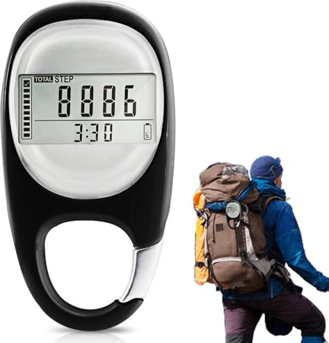 1 Stück 3D Schrittzähler mit Clip, Tragbar Digitaler Schrittzähler Clip, Genauer Schrittzähler Ohne App und Handy, Schrittzähler Fußgelenk Pedometer, Kalorienverbrauch, Ideal für Gehen Laufen Sport
