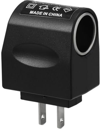 Car Charger To Household Power Converter 220V 12V C Igarette Lig Hter Conversion Plug Seat Warmer for My (Black, 5x3.8x5.3cm)