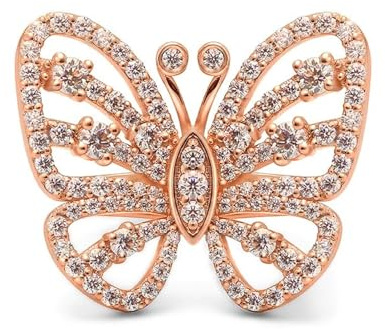 Wycian Anello da donna in oro rosa 750, in oro rosa 18 carati, con diamante 1,52 CT bianco, forma rotonda, misura 65 (20,7) per laurea
