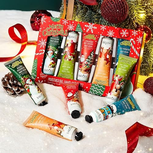 Weihnachts Handcreme Geschenkset,Mini Handcreme Geschenkset,5 Stück Handcremes Set,Handpflegecreme für sehr trockene rissige Hände,Geburtstagsgeschenk für Frauen/Mama Geschenk